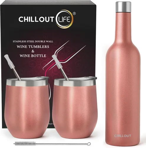 Vista 12 de CHILLOUT LIFE - Vaso de acero inoxidable de 12 onzas con tapa y caja de regalo, diseño de viaje con recubrimiento en polvo, aislamiento al vacío