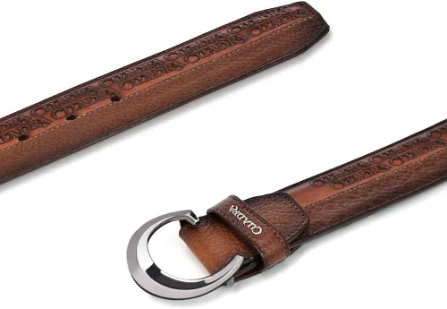 Vista 2 de Cuadra cinturón urbano hombre en piel bovina con detalles láser oxford