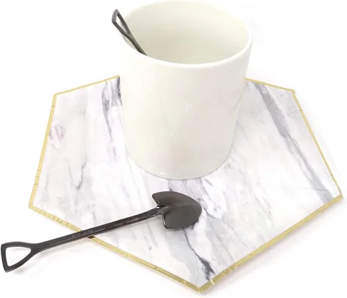 Vista 6 de Honbay 4 cucharas de postre de helado de café con forma de pala de oro de acero inoxidable para el hogar y fiesta (dorado) (negro)