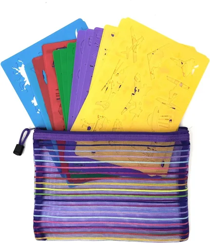 Vista 5 de Juego de 21 plantillas de dibujo para niños de más de 300 patrones diferentes para dibujar historias infantiles imaginativas, plantillas lavables