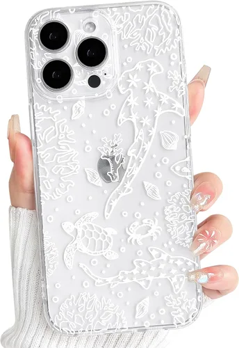 Vista 53 de NITITOP Funda para iPhone 13 Clear Sea Animal - Pez negro Pescado Negro