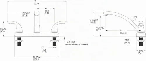 Vista 2 de Pfister G135-7000 Series - Grifo de cocina con 2 manijas, cromado