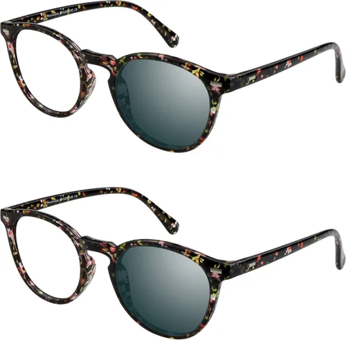 Vista 10 de YEIN - Lentes de lectura bifocales, lentes de sol grises fotocromáticos, para mujeres/hombres (azul marino, aumento de 0.00/+1.00)
