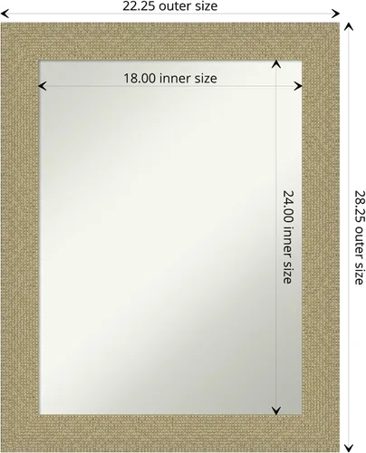 Vista 4 de Amanti Art Espejo de pared dorado de 28 x 22 pulgadas, espejo de baño rectangular dorado para decoración de pared de sala de estar, marco casual