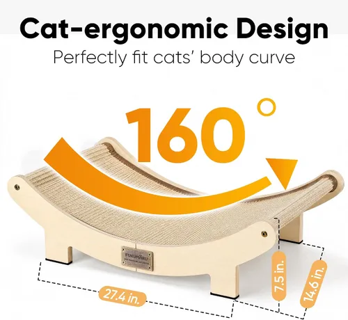 Vista 4 de FUKUMARU Extra Large Sisal Cat Scratcher Bed Indoor Sturdy Wood Scratch Bed 27.4 Inch Large Cat Scratching Bed Scratch Pad, 100% Natural Sisal Cat