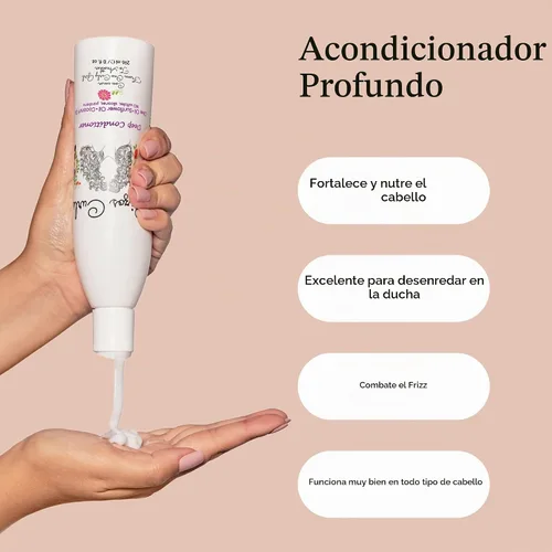 Vista 5 de Rizos Curls Acondicionador profundo de viaje, fortalece e hidrata el cabello mientras controla el encrespamiento, añade suavidad y manejabilidad