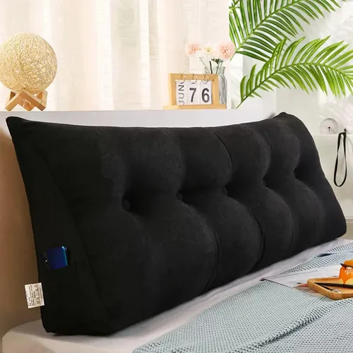 Vista 13 de Almohada triangular grande de cuña de lectura, cojín de cabecera para reposo en cama, almohada de forro polar para cabecero, respaldo con funda