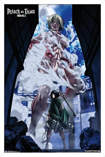 Vista 13 de Attack on Titan - Póster de pared en DVD, 22.4L x 14.7A pulgadas, versión con marco de madera de granero