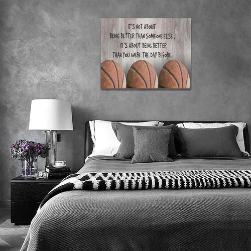 Vista 6 de Gyeong Arte de pared de baloncesto de granja, citas inspiradoras de baloncesto, decoración de pared, lienzo motivacional deportivo, pintura
