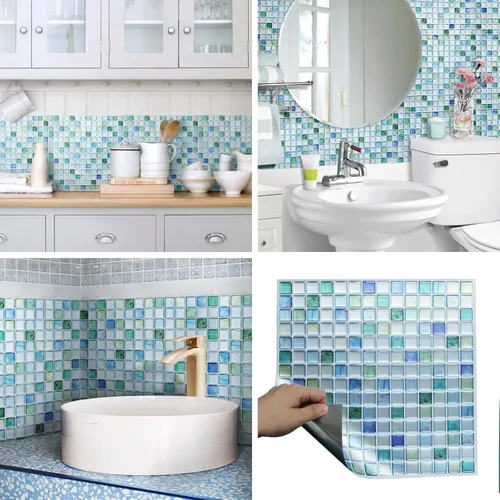 Vista 10 de Unidesign Beaustile - Adhesivo 3D para azulejos de mosaico 3D (10, 12.2 x 12.2 pulgadas)