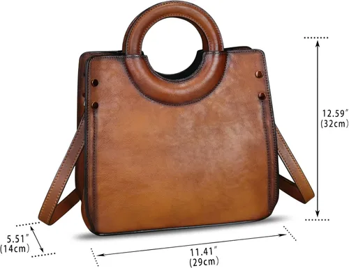 Vista 4 de Bolsos de cuero genuino para mujer, bolso de mensajero de moda vintage de cuero real, bolso de hombro, bolso cruzado