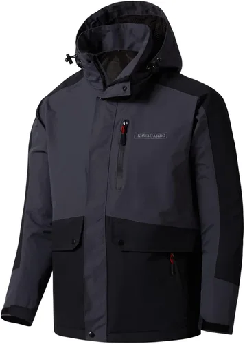 Vista 2 de KAWAGARBO Chaqueta impermeable resistente al viento transpirable para hombre, para pesca, senderismo, caza