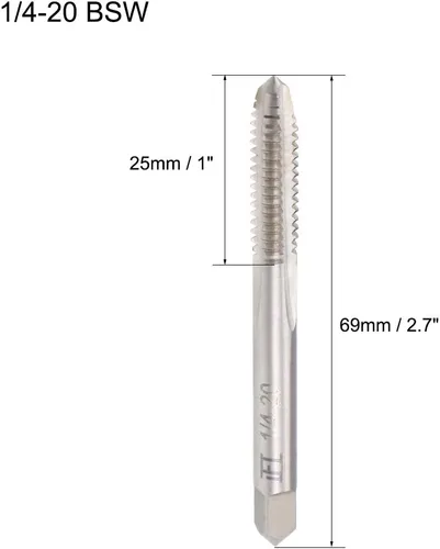 Vista 2 de uxcell Macho de la máquina 1/4-20 BSW Rosca H2 de alta velocidad del tornillo de acero roscas roscado herramienta de roscado 2pcs