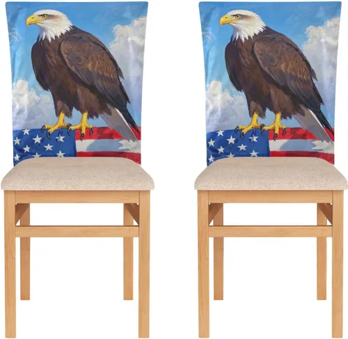 Vista 2 de 4th of July Independence Day Brown Bird Decorative Chair Protectors Covers for Family Gatherings Removable Office Seat Cover forro para sillas