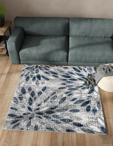 Vista 16 de Unique Loom Sumter Collection - Alfombra Rhett (2 pies x 6 pies, gris/azul marino)
