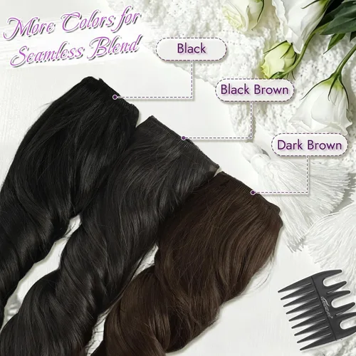 Vista 6 de BARSDAR 24 Inch Synthetic Layered Loose Wavy Black Clip in Hair Extensions