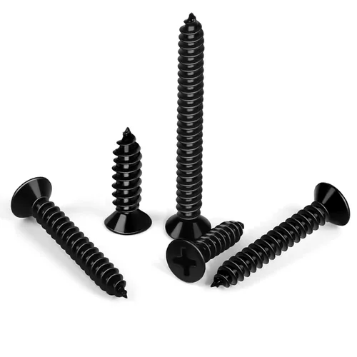 Vista 6 de Tornillo de madera de cabeza plana #4 x 1, tornillos de chapa, acero inoxidable 18-8 (304), acabado negro, 100