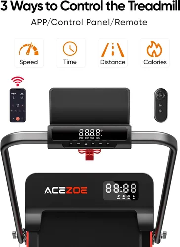 Vista 6 de Acezoe Walking Pad with 10% Incline & Dual LED Display,4 in 1 Foldable Treadmill for Home Small Office, Compact Under Desk Treadmill with Handle