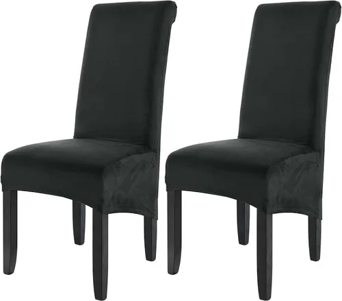 Vista 21 de ele ELEOPTION Fundas grandes de terciopelo y elastano para silla, fundas protectoras suaves y elásticas para silla, extraíbles y lavables para Negro