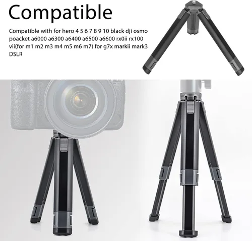 Vista 5 de Trípode extensible, mango de video portátil, palo para selfie, Vlog de viaje, pequeño trípode para teléfono, trípode de escritorio, para proyector