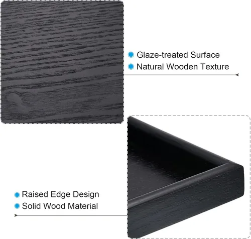 Vista 3 de PATIKIL Bandeja de madera para servir de 9 x 6 pulgadas, base exterior, bandeja decorativa rectangular para decoración del hogar, mesa de cocina
