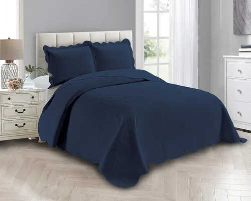 Vista 16 de Linen Plus Juego de Colcha de Lujo de Gran Tamaño con Relieve Color Beige Sólido Full/Queen Cobertor de Cama Nuevo # Ashley