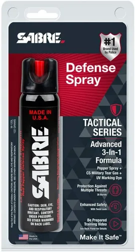 Vista 2 de SABRE - Aerosol de pimienta 3 en 1, tamaño táctico, para policías, tamaño mayor (4.36 onzas)