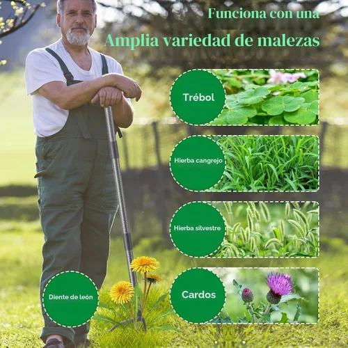 Vista 5 de Lilyvane – Extractor de malezas, desmalezador manual de pie, herramienta de jardín de servicio pesado con mango de 60 pulgadas de largo, cabeza