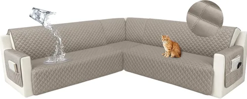 Vista 50 de HDCAXKJ Funda seccional de esquina impermeable para sofá de terciopelo en forma de L, fundas para sofá para mascotas, perros, suaves, resistentes