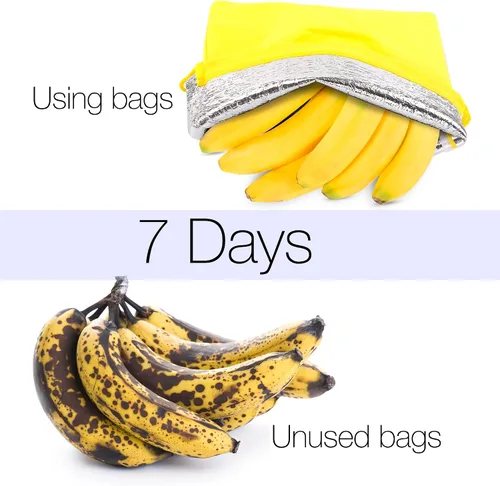 Vista 4 de Las bolsas amarillas de plátano evitan la maduración, bolsa de frescura de almacenamiento de plátanos, ligera, cómoda, lavable, duradera