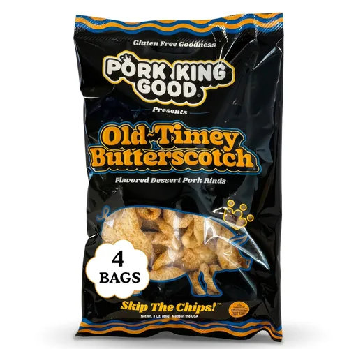 Vista 14 de Pork King Good Appley Cinnamon - Cortezas de cerdo con sabor a postre de 3 onzas (paquete de 4) dulces y salados, aperitivos sin gluten