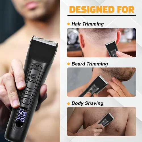 Vista 7 de Brio Beardscape V1 Recortador de barba para hombre profesional con cuchilla de cerámica de baja fricción, recortador de pelo inalámbrico profesional