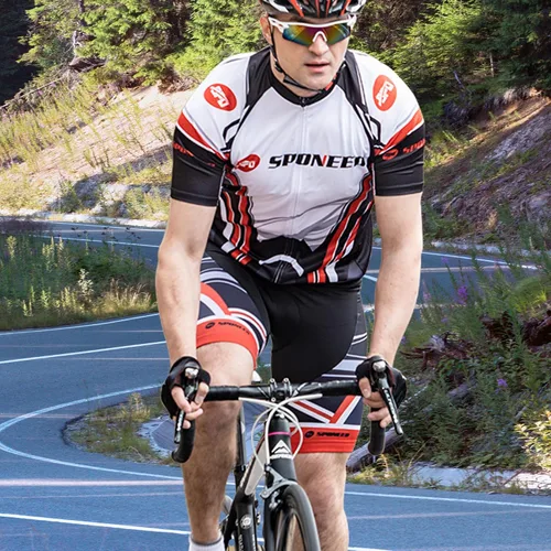 Vista 3 de Sponeed, suéter de ciclismo, mallas cortas con almohadilla, respirable, ciclismo, hombres.