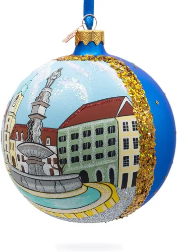 Vista 4 de Casco antiguo de Bratislava, Eslovaquia, bola de cristal, adorno de Navidad de 4 pulgadas