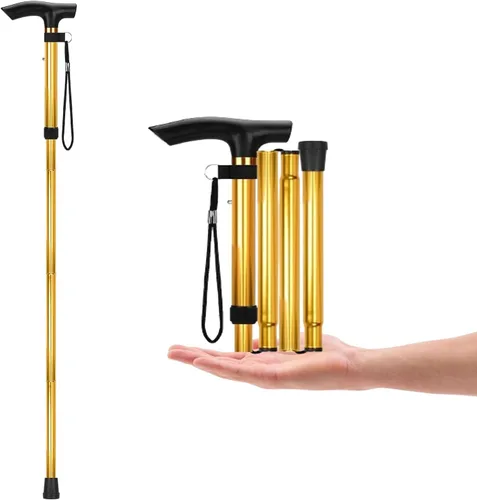 Vista 8 de Bastones de aleación de aluminio y bastón de senderismo plegable antideslizante, longitud ajustable para ancianos