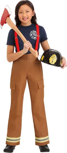 Vista 4 de Disfraz de capitán de bomberos para niñas y niños Marrón