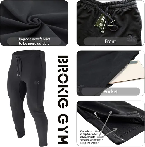 Vista 5 de Brokig - Pantalones deportivos con cremallera para hombre, pantalones casuales para entrenamiento y gimnasia, cómodos pantalones de chándal