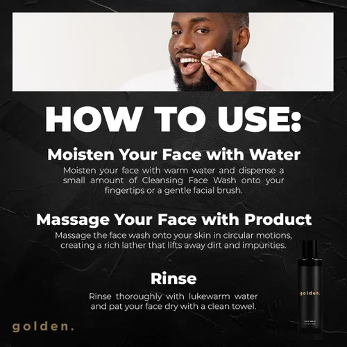 Vista 3 de Golden Grooming Co. - Jabón facial para hombre, aloe vera y vitamina E, limpiador facial natural para pieles sensibles y grasas, lavado de espuma