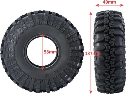 Vista 2 de RC-Hub - 4 neumáticos de goma de 2,2 pulgadas con espuma para 1/10 Axial Wraith 90048 90053