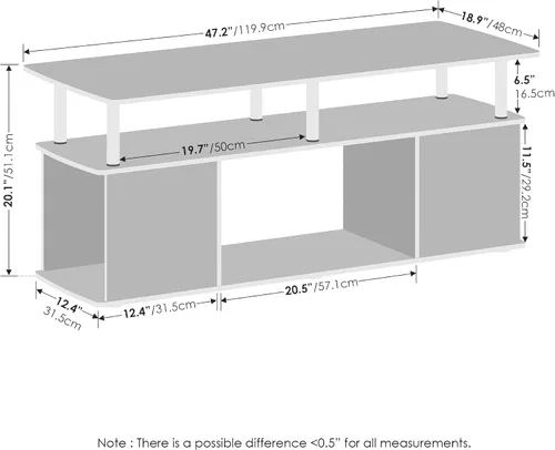 Vista 2 de Furinno Jaya - Mesa auxiliar rectangular moderna con estante abierto, mesa auxiliar con almacenamiento lateral, para sala de estar, dormitorio, Pino