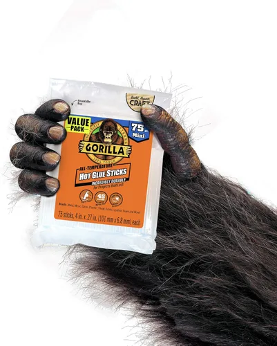 Vista 6 de Gorilla Kit de pistola de pegamento caliente de doble temperatura con barras de pegamento caliente Gorilla (75 unidades)