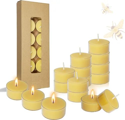 Vista 14 de Velas perfumadas hechas a mano, 12 velas redondas de velas de té de cera de abejas naturales, velas sin humo, para spa, decoración del hogar