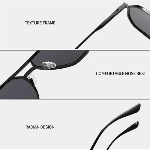 Vista 3 de Gafas de sol polarizadas cuadradas retro de gran tamaño para mujeres y hombres fotocromáticas UV400 a la moda con marco de metal aviador