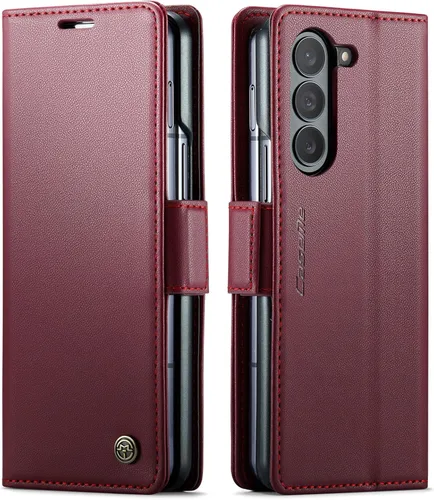 Vista 10 de Funda para Samsung Galaxy Z Fold 5 (2023), funda de piel sintética tipo cartera con tarjetero con bloqueo RFID, función atril, a prueba de golpes