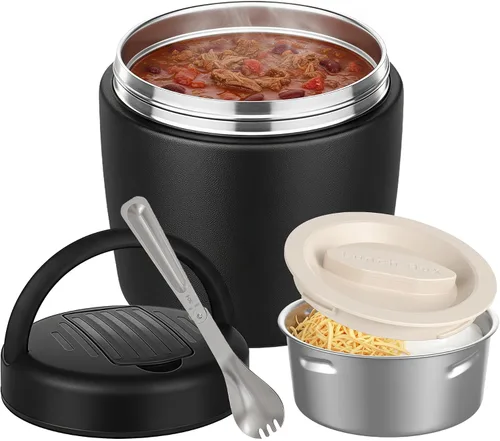 Vista 9 de Termo para comida caliente, 40 onzas, tarro de comida aislado al vacío para adultos, de acero inoxidable, termo de boca ancha, a prueba de fugas