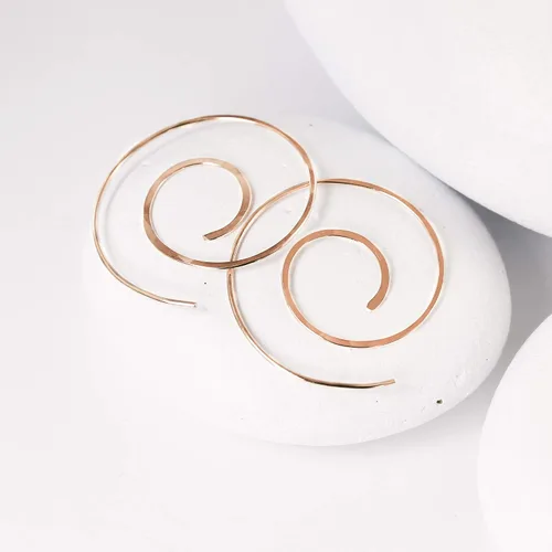 Vista 103 de Aretes de aro finos martillados, elegantes plata esterlina geométrica sólida, relleno de oro y relleno de oro rosa; para mujer por Lotus Stone