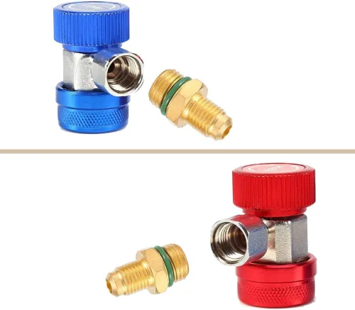 Vista 3 de Youngine Adaptador R134A ajustable, Juego de adaptadores de conector de acoplador rápido para aire acondicionado, kit de conversión de aire