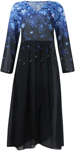 Vista 4 de Vestidos largos para mujer, vestido de noche de gasa con cuello en V, vestido irregular