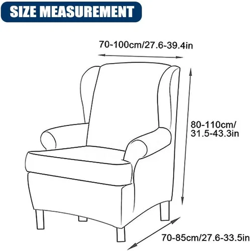 Vista 6 de Morbuy Funda para silla Wingback, fundas para silla con respaldo de ala, 2 piezas, lavables, elásticas, fundas para silla con respaldo de ala