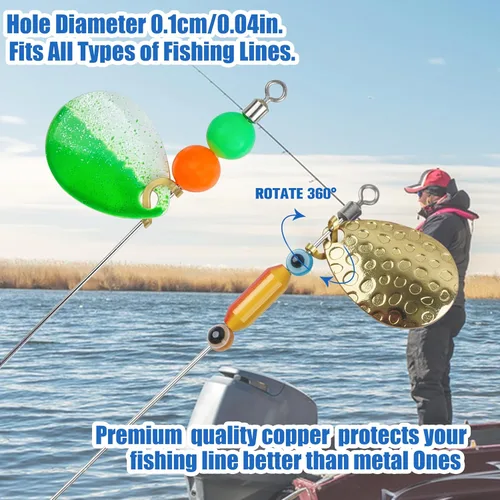 Vista 8 de Clevis de pesca Easy Spin Spinner Clevis, 120 piezas de eslabones de latón en forma de U, hoja giratoria para señuelo, cuchara de pesca, accesorios